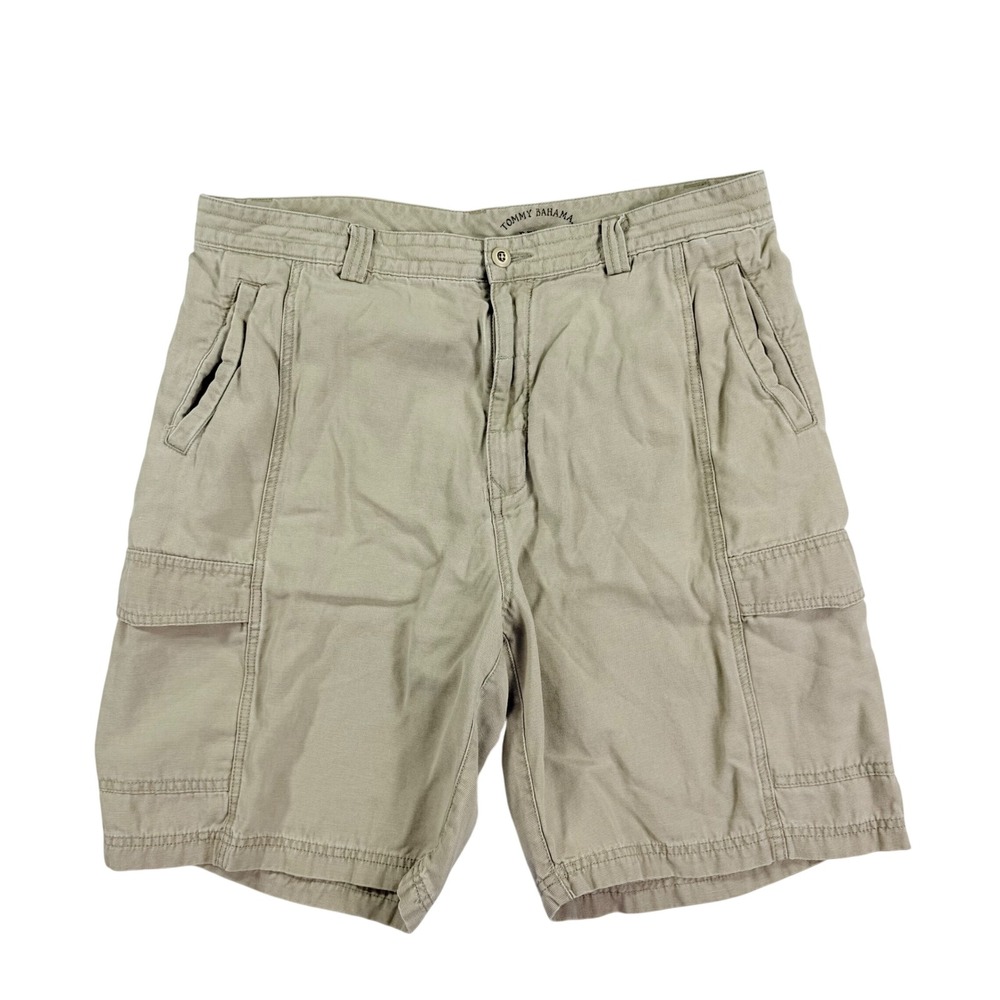 Tommy Bahama Relax Cargo Shorts Mens 38 Khaki Tan Cotton Casual Island Ribbed